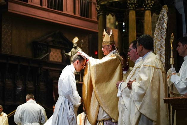 IPA89253360 - MILAN, October 3, 2026 - Ordination ceremony for temporary deacons held in Milan Cathedral by Archbishop Mario Delpini. Copyright: xEmanuelexRobertoxDexCarlix xx IPA89253360