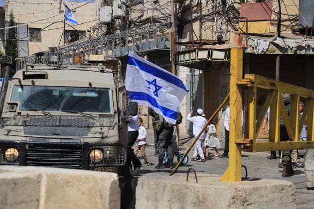 Israeli forces raid Hebron on Sukkot holiday HEBRON, WEST BANK, PALESTINE - OCTOBER 03: Israeli soldiers restrict the movement of Palestinians and take security measures as they raid the Old Town on the occasion of Sukkot feast in Hebron, West Bank, Palestine on October 03, 2026. Amer Shallodi Anadolu Hebron West Bank. Editorial use only. Please get in touch for any other usage. Copyright: x2026xAnadoluxAmerxShallodix