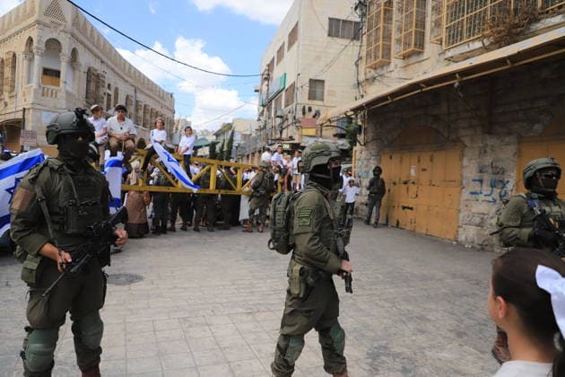 Israeli forces raid Hebron on Sukkot holiday HEBRON, WEST BANK, PALESTINE - OCTOBER 03: Israeli soldiers restrict the movement of Palestinians and take security measures as they raid the Old Town on the occasion of Sukkot feast in Hebron, West Bank, Palestine on October 03, 2026. Amer Shallodi Anadolu Hebron West Bank. Editorial use only. Please get in touch for any other usage.  Copyright: x2026xAnadoluxAmerxShallodix