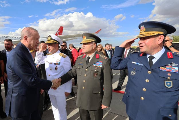 Turkish President Erdogan visits the TEKNOFEST Southeast in Sanliurfa SANLIURFA, TURKIYE - OCTOBER 03: (----EDITORIAL USE ONLY - MANDATORY CREDIT - TURKISH PRESIDENCY MURAT CETINMUHURDAR HANDOUT - NO MARKETING NO ADVERTISING CAMPAIGNS - DISTRIBUTED AS A SERVICE TO CLIENTS----) Turkish President Recep Tayyip Erdogan is welcomed by Turkish Land Forces Commander General Metin Tokel upon his arrival at Sanliurfa GAP Airport to participate in various programs and Aerospace, Space and Technology Festival (TEKNOFEST) Southeast in Sanliurfa, Turkiye on October 3, 2026. Turkish Presidency Murat Cetinmuhurdar Handout Anadolu Sanliurfa Turkey. Editorial use only. Please get in touch for any other usage. Copyright: x2026xAnadoluxTurkishxPresidencyx MuratxCetinmuhurdarx xHandoutx
