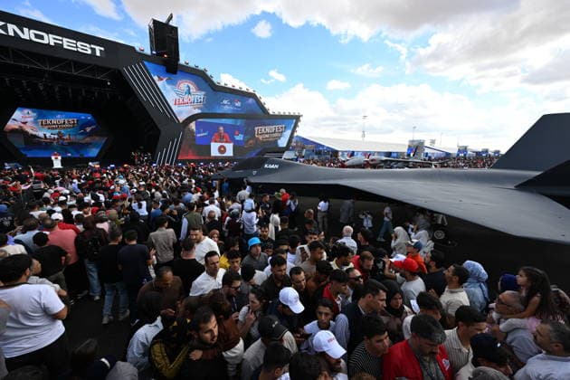 Turkish President Erdogan visits the TEKNOFEST Southeast in Sanliurfa SANLIURFA, TURKIYE - OCTOBER 03: Turkish President Recep Tayyip Erdogan delivers a speech during his visit to the Aerospace, Space and Technology Festival (TEKNOFEST) Southeast at Sanliurfa GAP Airport in Sanliurfa, Turkiye on October 3, 2026. Ozkan Bilgin Anadolu Sanliurfa Turkey. Editorial use only. Please get in touch for any other usage. Copyright: x2026xAnadoluxOzkanxBilginx