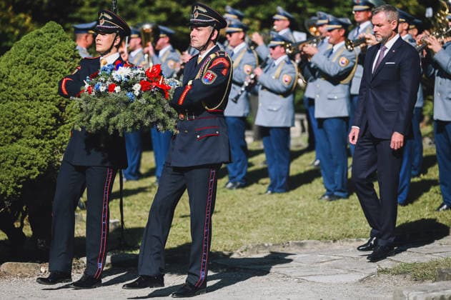 82nd anniversary of the Carpathina-Dukla Operation SVIDNIK, SLOVAKIA – OCTOBER 3: Peter Pellegrini, President of Slovakia attends the wreath laying ceremony as Slovak officials, military personnel and members of the public gather to commemorate the 82nd anniversary of the Carpathian-Dukla Operation, one of the bloodiest military operations fought on Slovak territory during World War II. The commemorations take place at the Military Historical Museum in Svidnik and at the Dukla battlefield memorial complex, honouring the soldiers who fought and died during the operation, which marked the beginning of the direct liberation of Czechoslovakia. Robert Nemeti Anadolu Svidnik Slovakia. Editorial use only. Please get in touch for any other usage  Copyright: x2026xAnadoluxRobertxNemetix