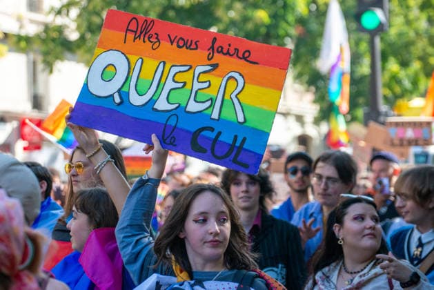 Thousands March During Pride Parade - Paris Thousands of people march from Place d Italie to Bastille during the Pride Parade to defend the rights of LGBTQ+ individuals in Paris, France on October 3, 2026. Photo by Denis Prezat ABACAPRESS.COM Paris France Copyright: xPrezatxDenis ABACAx