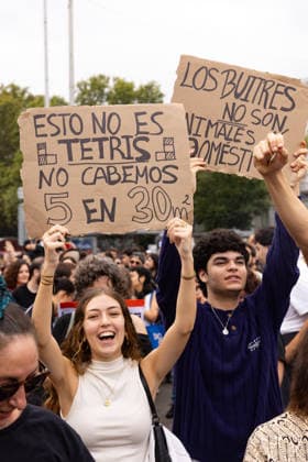 October 3, 2026, Madrid, Madrid, SPAIN: Almost half a million people demonstrated in Madrid this Saturday to demand intervention in the housing market. The protest took place a day after the Congress of Deputiesâ€with votes from the political rightâ€rejected two decrees aimed at increasing control over the real estate market. Madrid SPAIN - ZUMAl221 20261003_zip_l221_012 Copyright: xIgnacioxLopezxIsasmendix