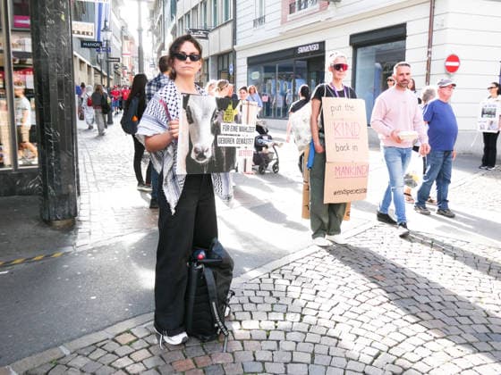 October 3, 2026, Lucerne, Switzerland: Protesters, animals, animal testing; photo: Demonstration and actions against animal testing and for animal welfare