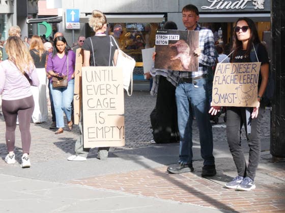 October 3, 2026, Lucerne, Switzerland: Protesters, animals, animal testing; photo: Demonstration and actions against animal testing and for animal welfare