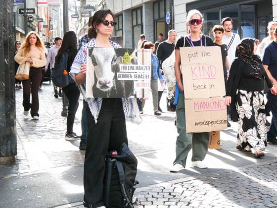 October 3, 2026, Lucerne, Switzerland: Protesters, animals, animal testing; photo: Demonstration and actions against animal testing and for animal welfare