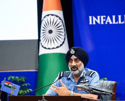 Air Chief Marshal A.P. Singh addresses a press conference New Delhi, Oct 03 (ANI): Air Chief Marshal A.P. Singh addresses a press conference at the Air Force auditorium, Subroto Park, in New Delhi on Saturday. NEW DELHI Delhi India Copyright: xANIx ANI_20261003101