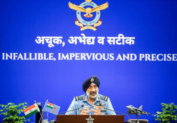 Air Chief Marshal A.P. Singh addresses a press conference New Delhi, Oct 03 (ANI): Air Chief Marshal A.P. Singh addresses a press conference at the Air Force auditorium, Subroto Park, in New Delhi on Saturday. NEW DELHI Delhi India Copyright: xANIx ANI_20261003105