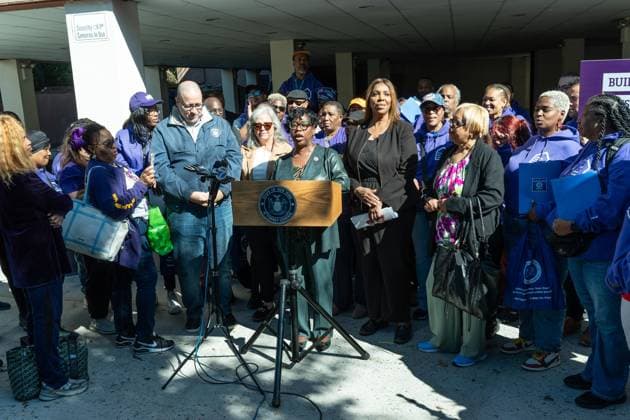 October 3, 2026, Bronx, New York, USA: Bronx District Attorney Darcel Clark speaks at State Attorney General Letitia James rally to help New Yorkers protect their homes at Bronx Bethany Church in the Bronx borough of New York, NY on October 3, 2026 Bronx USA - ZUMAr339 20261003_znp_r339_014 Copyright: xLevxRadinx