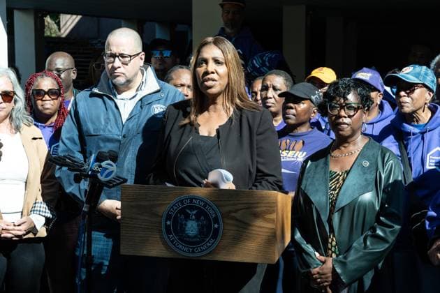 October 3, 2026, Bronx, New York, USA: State Attorney General Letitia James speaks at the rally to help New Yorkers protect their homes at Bronx Bethany Church in the Bronx borough of New York, NY on October 3, 2026 Bronx USA - ZUMAr339 20261003_znp_r339_019 Copyright: xLevxRadinx