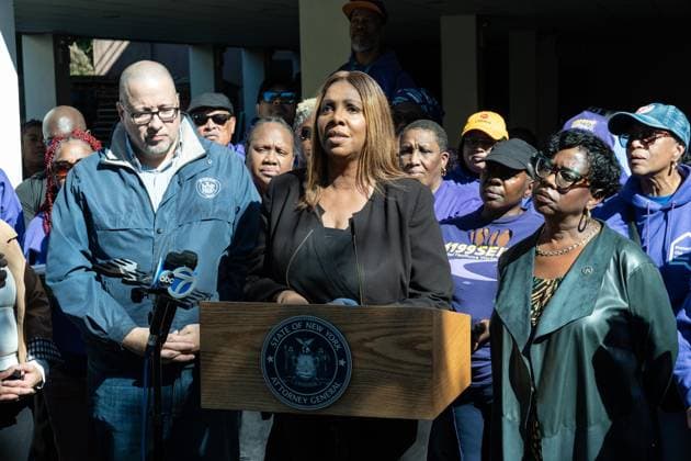October 3, 2026, Bronx, New York, USA: State Attorney General Letitia James speaks at the rally to help New Yorkers protect their homes at Bronx Bethany Church in the Bronx borough of New York, NY on October 3, 2026 Bronx USA  - ZUMAr339 20261003_znp_r339_021 Copyright: xLevxRadinx