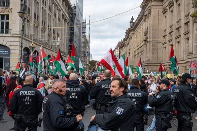 October 3, 2026, Berlin, Germany: BERLIN, GERMANY †OCTOBER 3, 2026: Thousands of people took part in a peace demonstration in central Berlin on German Unity Day. A coalition of peace initiatives, trade unions, and political and civil-society groups organized the protest. The demonstrators focused on military rearmament, the possible reintroduction of conscription, and Germanyâ€⠢s military policy. The march began at the Brandenburg Gate and continued through the government district before concluding with a rally. The demonstration brought together participants expressing opposition to Germanyâ€⠢s current and proposed military policies on a national public holiday. Berlin Germany - ZUMAq101 20261003_zna_q101_090 Copyright: xJessxFlomx