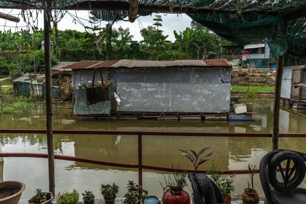 Floating homes offer a way of life adapted to recurrent flooding in Hanoi HANOI, VIETNAM - OCTOBER 3: Residents go about their daily lives in a floating village built in an area that is regularly affected by flooding, with homes designed to rise with changing water levels, as seen in Hanoi, Vietnam, on October 3, 2026. The floating homes allow residents to adapt to recurring floods while continuing to live and work in the area. Magdalena Chodownik Anadolu Hanoi Vietnam. Editorial use only. Please get in touch for any other usage.  Copyright: x2026xAnadoluxMagdalenaxChodownikx