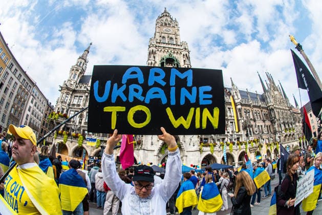 October 3, 2026, Munich, Bavaria, Germany: Coinciding with the Tag der Deutschen Einheit (Day of German Unity), Ukrainians in Munich, Germany not only celebrated the reunification of East and West Germany, they celebrated Ukrainian unity and made pleas to the world to avoid a humanitarian catastrophe and famine in Oleshky, a city in Ukraineâ€⠢s Kherson region where some 6,000 civilians (with 200 children) are currently under complete isolation via a Russian blockade. Munich Germany - ZUMAb160 20261003_abp_b160_004 Copyright: xSachellexBabbarx