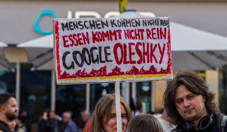 October 3, 2026, Munich, Bavaria, Germany: Coinciding with the Tag der Deutschen Einheit (Day of German Unity), Ukrainians in Munich, Germany not only celebrated the reunification of East and West Germany, they celebrated Ukrainian unity and made pleas to the world to avoid a humanitarian catastrophe and famine in Oleshky, a city in Ukraineâ€⠢s Kherson region where some 6,000 civilians (with 200 children) are currently under complete isolation via a Russian blockade. Munich Germany - ZUMAb160 20261003_abp_b160_011 Copyright: xSachellexBabbarx