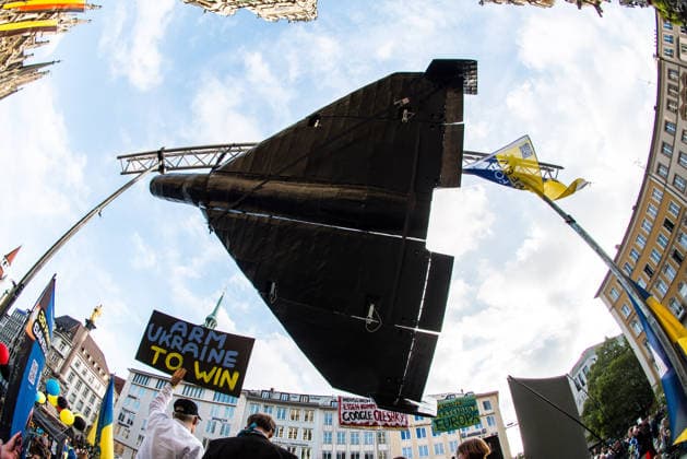 October 3, 2026, Munich, Bavaria, Germany: Thew Ukrainian community of Munich, Germany put a full-size replica of a Shahed drone on display so Germany could see what Ukrainian civilians face daily. Coinciding with the Tag der Deutschen Einheit (Day of German Unity), Ukrainians in Munich, Germany not only celebrated the reunification of East and West Germany, they celebrated Ukrainian unity and made pleas to the world to avoid a humanitarian catastrophe and famine in Oleshky, a city in Ukraineâ€⠢s Kherson region where some 6,000 civilians (with 200 children) are currently under complete isolation via a Russian blockade. Munich Germany - ZUMAb160 20261003_abp_b160_042 Copyright: xSachellexBabbarx