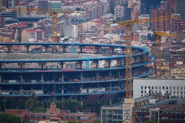 Red alert for extreme weather in Barcelona, Spain. Spotify Camp Nou structure in Barcelona, Spain, on October 3, 2026. Barcelona Promenade Barcelona Spain