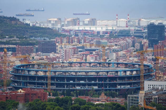 Red alert for extreme weather in Barcelona, Spain. Spotify Camp Nou structure in Barcelona, Spain, on October 3, 2026. Barcelona Promenade Barcelona Spain