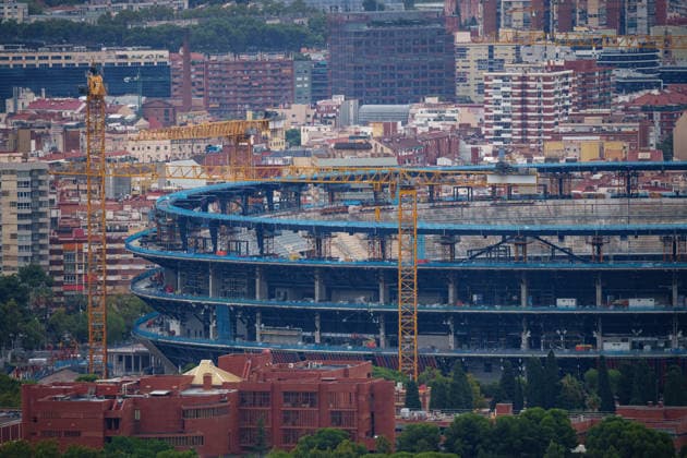 Red alert for extreme weather in Barcelona, Spain. Spotify Camp Nou structure in Barcelona, Spain, on October 3, 2026. Barcelona Promenade Barcelona Spain