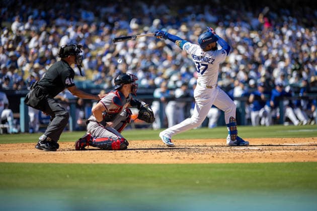 October 3, 2026, Los Angeles, California, USA: Teoscar HernoÂ¡ndez 37 of the Los Angeles Dodgers reacts after hitting a 2-run home run during the fourth inning against the Atlanta Braves in game one of the National League Division Series at Dodger Stadium on October 03, 2026 in Los Angeles, California. Los Angeles Dodgers won the game 5-3. . Los Angeles USA  - ZUMAa60_ 20261003_zaf_a60_037 Copyright: xArmandoxArorizox