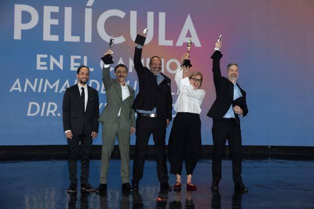 October 4, 2026: TO-45341 & x2013; Mexico City. October 3, 2026. Mariano L& xf3;pez Sosa, Osvaldo SAnchez and David Pablos wins an Ariel Award for the movie En el camino at the 68th Ariel Awards ceremony presented by the Mexican Academy of Cinematographic Arts and Sciences (AMACC), held at Churubusco Studios in Mexico City. Clasos.com.mx - ZUMAcs4_ 20261004_faa_cs4_100 Copyright: xMikaxRoblesx