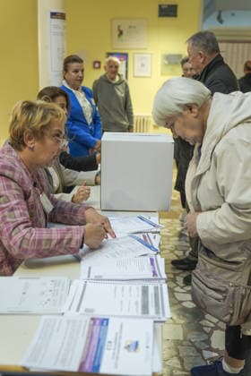 Voters cast ballots in Sarajevo as Bosnia and Herzegovina holds general elections SARAJEVO, BOSNIA AND HERZEGOVINA - OCTOBER 04: Voters cast their ballots as polling stations open for the 2026 General Elections in Sarajevo, Bosnia and Herzegovina on October 04, 2026. The nationwide vote features the inaugural use of new electoral technologies, including biometric voter identification, optical ballot scanners, and automated result transmission systems. Citizens are voting to elect members of the tripartite Presidency of Bosnia and Herzegovina, deputies to the Parliamentary Assembly, the Federation of BiH Parliament, the President and Vice Presidents of Republika Srpska, the National Assembly of Republika Srpska, and cantonal assemblies. Sami Copyright: x2026xAnadoluxSamirxJordamovicx