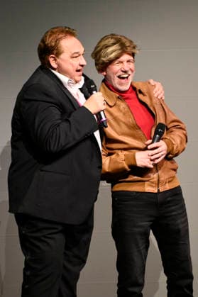 Oliver Kalkofe and Dietmar Wunder at the world premiere of the first episode of the new SchleFaZ season on the big screen: *Ghost Hunter John Sinclair: The Demon Wedding* at the Ernst Reuter Hall in Berlin, October 3, 2026 Foto:xN.xKubelkax xFuturexImagex schlefaz_6024