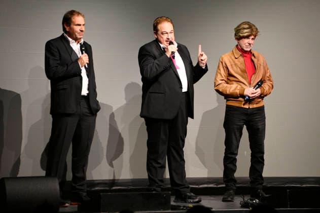 Peter Rütten, Oliver Kalkofe, and Dietmar Wunder at the world premiere of the first episode of the new SchleFaZ season on the big screen: *Ghost Hunter John Sinclair: The Demon Wedding* at the Ernst Reuter Hall in Berlin, October 3, 2026 Foto:xN.xKubelkax xFuturexImagex schlefaz_6026