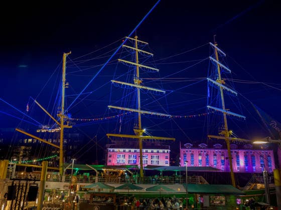 Celebrating German Unity Day in Bremen: German Unity Day 2026 celebrations, Bremen, October 3, 2026; Bremen, public festival, Fanta Vier concert, Illuminatin at the Schlachte, light show; Bremen, Germany, Oct. 3, 20 Fanta4 + Illumination HB 3.10.26 LR-6346
