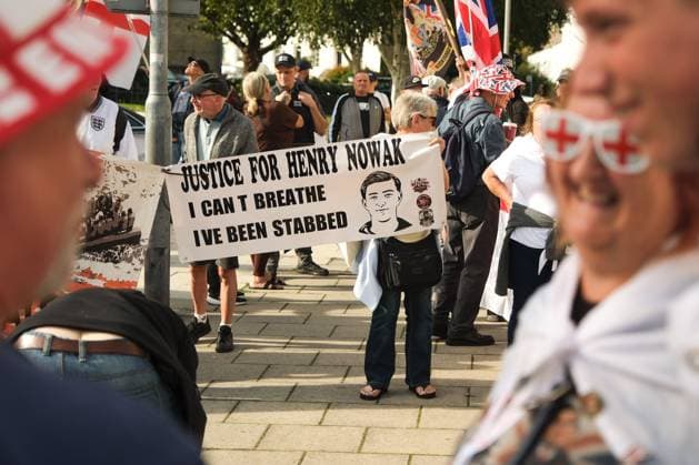 October 3, 2026, Dover, United Kingdom of Great Britain and Northern Ireland: DOVER, UNITED KINGDOM, OCTOBER 3, 2026: Anti-immigration protesters and anti-racism counter-protesters gather during rival demonstrations in Dover, Kent. Anti-immigration demonstrators carrying Union flags and St George s flags displayed banners calling for deportations and an end to small-boat crossings, while counter-protesters gathered nearby. Police maintained a significant presence between the groups and monitored the demonstrations. Dover United Kingdom of Great Britain and Northern Ireland  - ZUMAq101 20261003_zna_q101_208 Copyright: xMarcxLewisx