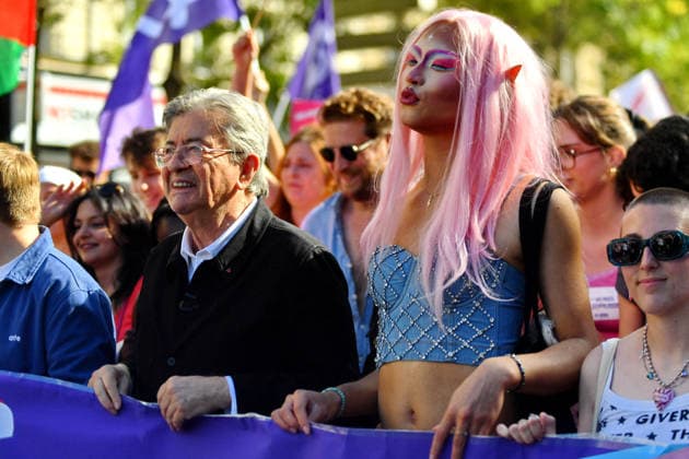 Politics At Paris Pride March - France Jean-Luc Melenchon attends the Pride Parade to defend the rights of LGBTQ individuals, marching from Place d Italie to Bastille in Paris, France on October 3, 2026 Photo Ait Adjedjou Karim ABACAPRESS.COM Paris France Copyright: xAitxAdjedjouxKarim ABACAx