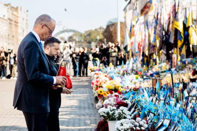 Kyiv, Ukraine, October 4, 2026: German Chancellor Friedrich Merz (CDU) and Ukrainian President Volodymyr Zelenskyy. Photo: German Federal Government, Tobias Koch Copyright: xBundesregierung TobiasxKoch dtsxNachrichtenagenturx dts_137082