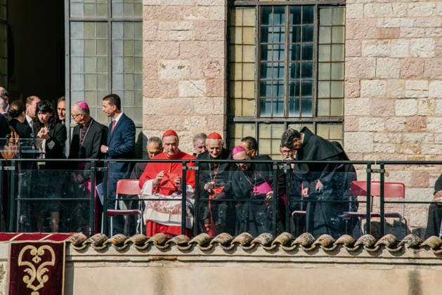 IPA89293524 - ASSISI October 4, 2026 Basilica of St. Francis celebration of the feast day of St. Francis, patron saint of Italy, with the participation of President of the Republic Sergio Mattarella. Following Holy Mass, a speech from the loggia. The arrival of political and religious authorities, including Cardinal Zuppi.  Copyright: xemanuelaxbianconix xx IPA89293524