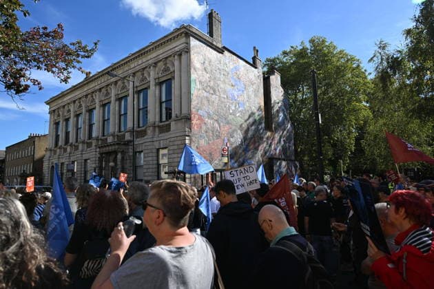 October 4, 2026, London, London, UK: London, UK. Demonstrators representing the Jewish Block take part in a march and rally to mark the 90th anniversary of The Battle of Cable Street in the East End of London. All over the country in 1936, Mosley s British Union of Fascists were chased off the streets by a strong working class who knew that the politics of hate and division offers no solutions. The Battle of Cable Street on 4 October 1936 was by far the countryâ€⠢s biggest mobilisation against fascism. London UK - ZUMAl94_ 20261004_zaf_l94_055 Copyright: xRayxTangx