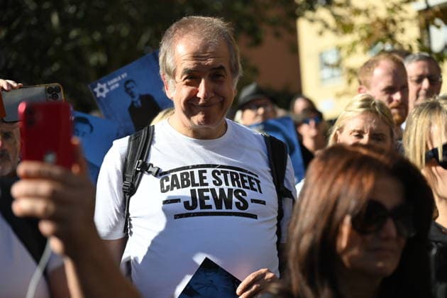 October 4, 2026, London, London, UK: London, UK. Demonstrators representing the Jewish Block take part in a march and rally to mark the 90th anniversary of The Battle of Cable Street in the East End of London. All over the country in 1936, Mosley s British Union of Fascists were chased off the streets by a strong working class who knew that the politics of hate and division offers no solutions. The Battle of Cable Street on 4 October 1936 was by far the countryÃ¢â‚¬â ¢s biggest mobilisation against fascism. London UK  - ZUMAl94_ 20261004_zaf_l94_056 Copyright: xRayxTangx
