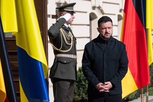 Ukraine Volodymyr Zelenskyi - German Chancellor Friedrich Merz meeting in Kyiv KYIV, UKRAINE - OCTOBER 04: President of Ukraine Volodymyr Zelenskyi attends a meeting with German Chancellor Friedrich Merz in Kyiv on October 4 2026. Danylo Antoniuk Anadolu Kyiv Ukraine. Editorial use only. Please get in touch for any other usage.  Copyright: x2026xAnadoluxDanyloxAntoniukx