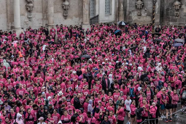 Pink October breast cancer awareness run in Nancy NANCY, FRANCE - OCTOBER 4: Participants wearing pink take part in the Octobre Rose 5k March & Run in Nancy, as part of breast cancer awareness activities in Nancy, France on October 4, 2026. A large crowd gathered at the Palais du Gouvernement before embarking on the five-kilometer course through the city center. Muhammed Said Tako Anadolu Nancy France. Editorial use only. Please get in touch for any other usage.  Copyright: x2026xAnadoluxMuhammedxSaidxTakox
