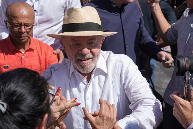 (261004) -- BRASILIA, Oct. 4, 2026 -- Brazilian President Luiz Inacio Lula da Silva, presidential candidate of Brazil s ruling Workers Party, leaves after casting his ballot at a polling station in Sao Bernardo do Campo, Brazil, Oct. 4, 2026. Voting in the first round of Brazil s 2026 presidential election officially began at 8 a.m. (1100 GMT) on Sunday, with polling stations across the country scheduled to close at 5 p.m. (0800 GMT). Initial results are expected to be announced within a few hours after the polls close. (Photo by Xinhua) BRAZIL-PRESIDENTIAL ELECTION-VOTING PauloxLopes