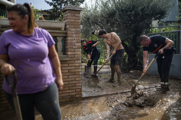 2 people killed as heavy rain hits parts of Spain BARCELONA, SPAIN - OCTOBER 4: Floodwaters submerge streets following severe torrential rainfall in Montornes del Valles, Barcelona, Spain on October 4, 2026. Heavy rains triggered widespread flooding across Catalonia, leaving at least two people dead and one missing as emergency services responded to widespread disruptions. Lorena Sopena Lopez Anadolu Barcelona Spain. Editorial use only. Please get in touch for any other usage. Copyright: x2026xAnadoluxLorenaxSopenaxLopezx