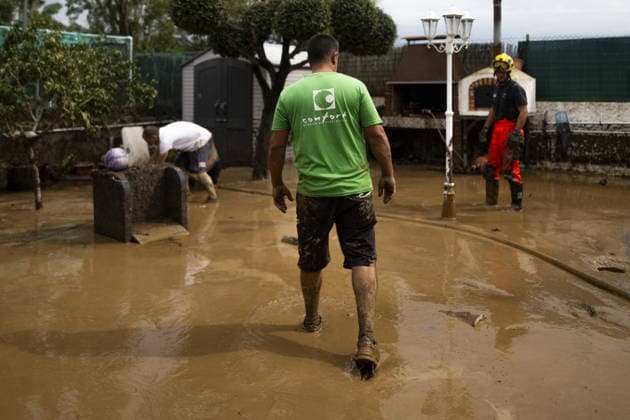 2 people killed as heavy rain hits parts of Spain BARCELONA, SPAIN - OCTOBER 4: Floodwaters submerge streets following severe torrential rainfall in Montornes del Valles, Barcelona, Spain on October 4, 2026. Heavy rains triggered widespread flooding across Catalonia, leaving at least two people dead and one missing as emergency services responded to widespread disruptions. Lorena Sopena Lopez Anadolu Barcelona Spain. Editorial use only. Please get in touch for any other usage.  Copyright: x2026xAnadoluxLorenaxSopenaxLopezx