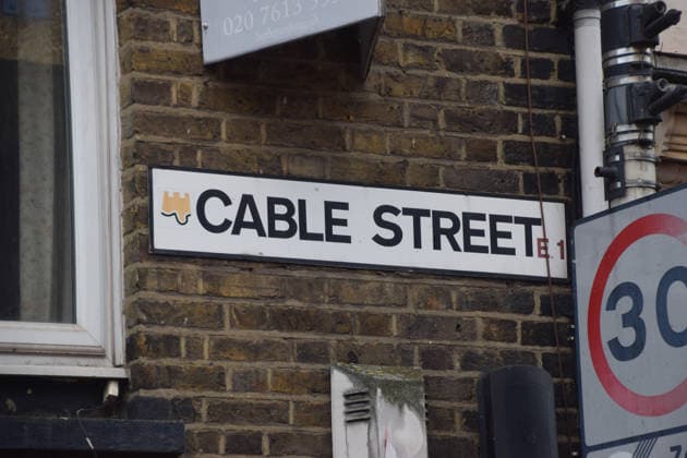 October 4, 2026, London, England, United Kingdom: General view of the Cable Street sign. London United Kingdom  - ZUMAv130 20261004_zip_v130_058 Copyright: xVukxValcicx