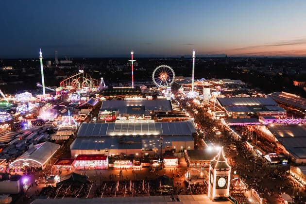 IPA89308740 - Munich, The 191st edition of Oktoberfest. Pictured: An aerial view of the world s largest and most famous folk festival Copyright: xAlessandroxBremecx xx IPA89308740