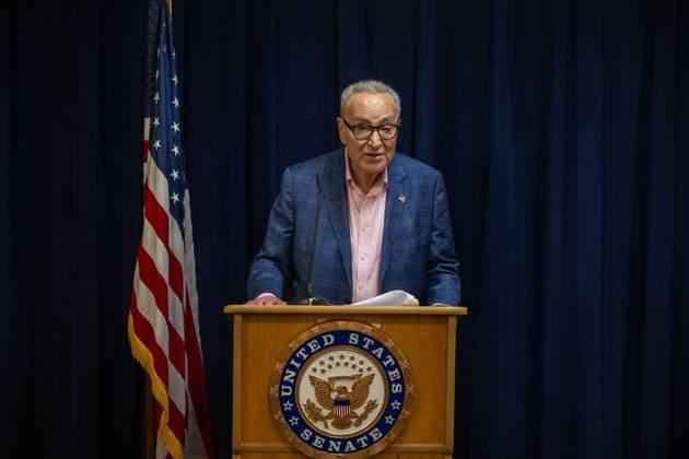 October 4, 2026, New York, New York, United States: U.S. Senator Chuck Schumer (D-NY) speaks.U.S. Senator Chuck Schumer (D-NY) calls for tighter rules and privacy safeguards around Flock Safety AI-powered license plate readers (ALPRs or LPRs), whose network has grown to more than 120,000 cameras across 49 states, according to the company, and continuously record passing vehicles movements without a warrant, probable cause, or even reasonable suspicion on October 04, 2026 in New York City. New York United States  - ZUMAs197 20261004_aaa_s197_190 Copyright: xRonxAdarx