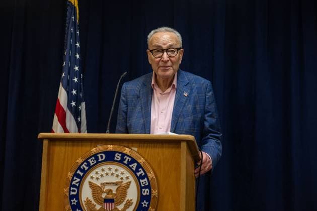October 4, 2026, New York, New York, United States: U.S. Senator Chuck Schumer (D-NY) speaks.U.S. Senator Chuck Schumer (D-NY) calls for tighter rules and privacy safeguards around Flock Safety AI-powered license plate readers (ALPRs or LPRs), whose network has grown to more than 120,000 cameras across 49 states, according to the company, and continuously record passing vehicles movements without a warrant, probable cause, or even reasonable suspicion on October 04, 2026 in New York City. New York United States  - ZUMAs197 20261004_aaa_s197_191 Copyright: xRonxAdarx