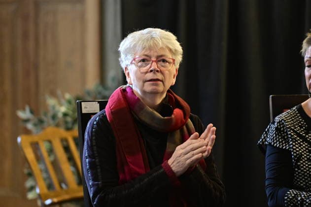 Susanne Ahner at the Ost West Kunstgespräche roundtable discussion in the Salon Format—a tribute to Ida Dehmel at the Literaturhaus Alte Synagoge in Görlitz, October 4, 2026 Copyright: xMatthiasxWehnertx