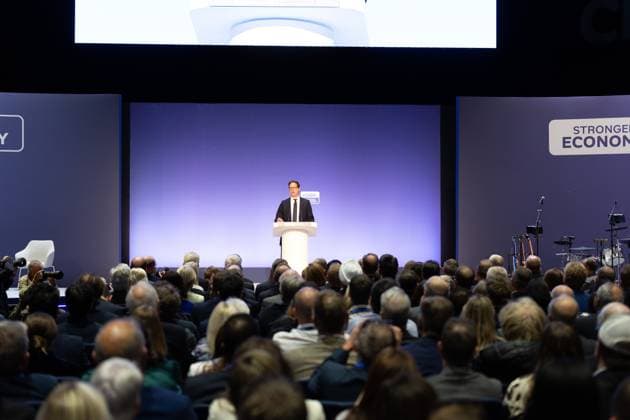 British Conservative Party annual conference 2026, Day 1, Birmingham, UK - 04 Oct 2026 Deputy leader of the British Conservative Party Alex Burghart speaks on day one of the British Conservative Party annual conference at the International Convention Centre (ICC) in Birmingham The British Conservative Party holds it’s annual conference at the International Convention Centre (ICC) in Birmingham Birmingham United Kingdom Copyright: xPhilxLewisx xSOPAxImagesx Phil-Lewis-1456313