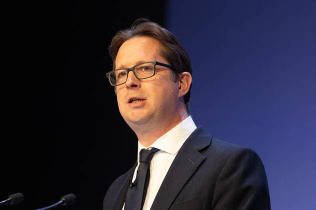 British Conservative Party annual conference 2026, Day 1, Birmingham, UK - 04 Oct 2026 Deputy leader of the British Conservative Party Alex Burghart speaks on day one of the British Conservative Party annual conference at the International Convention Centre (ICC) in Birmingham The British Conservative Party holds it’s annual conference at the International Convention Centre (ICC) in Birmingham Birmingham United Kingdom Copyright: xPhilxLewisx xSOPAxImagesx Phil-Lewis-1456316