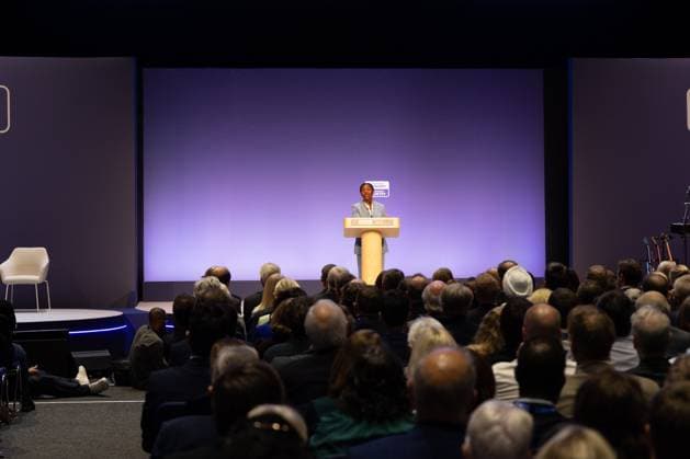 British Conservative Party annual conference 2026, Day 1, Birmingham, UK - 04 Oct 2026 Kemi Badenoch, Leader of the British Conservative Party, delivers her opening speech on day one of the British Conservative Party annual conference at the International Convention Centre (ICC) in Birmingham The British Conservative Party holds it’s annual conference at the International Convention Centre (ICC) in Birmingham Birmingham United Kingdom Copyright: xPhilxLewisx xSOPAxImagesx Phil-Lewis-1456329