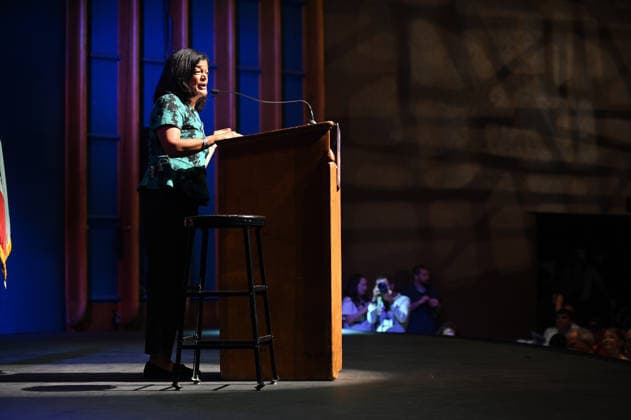 October 4, 2026, Bakersfield, California, USA: Bakersfield, California, U.S. - US Congresswoman from Washington state Pramila Jayapal spoke at the rally. Bernie Sanders hosted a Fighting Oligarchy rally in Bakersfield Calif. Sunday afternoon. Bakersfield USA - ZUMAw332 20261004_aap_w332_005 Copyright: xNealxWatersx